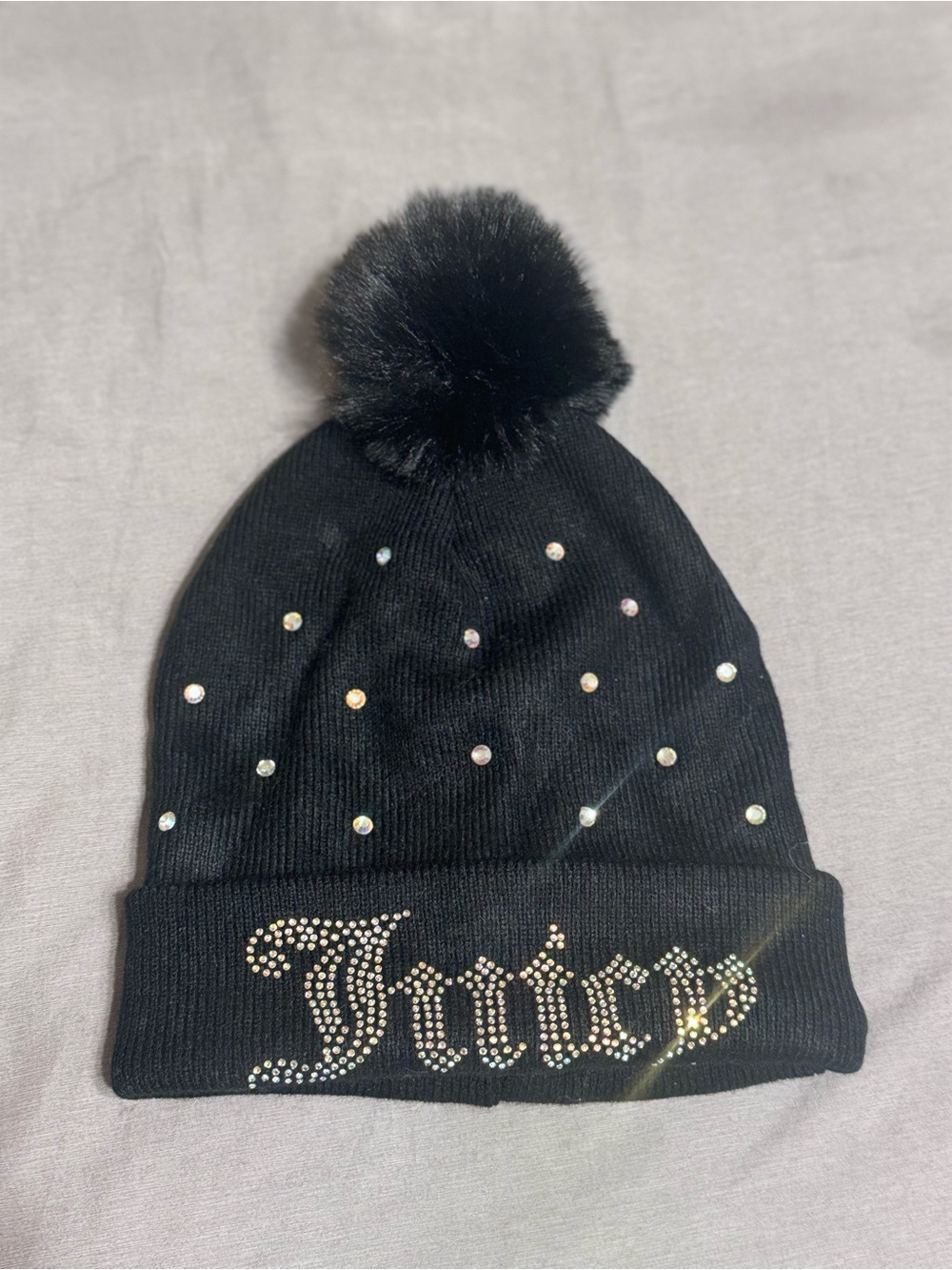 Juicy Couture Black Hat with Pink Logo Tag
